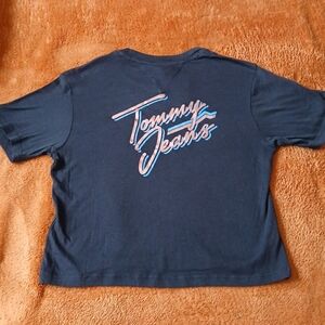 NWT Tommy Hilfiger Logo Womens Shortsleeve T-Shirt Blue Top Size XS